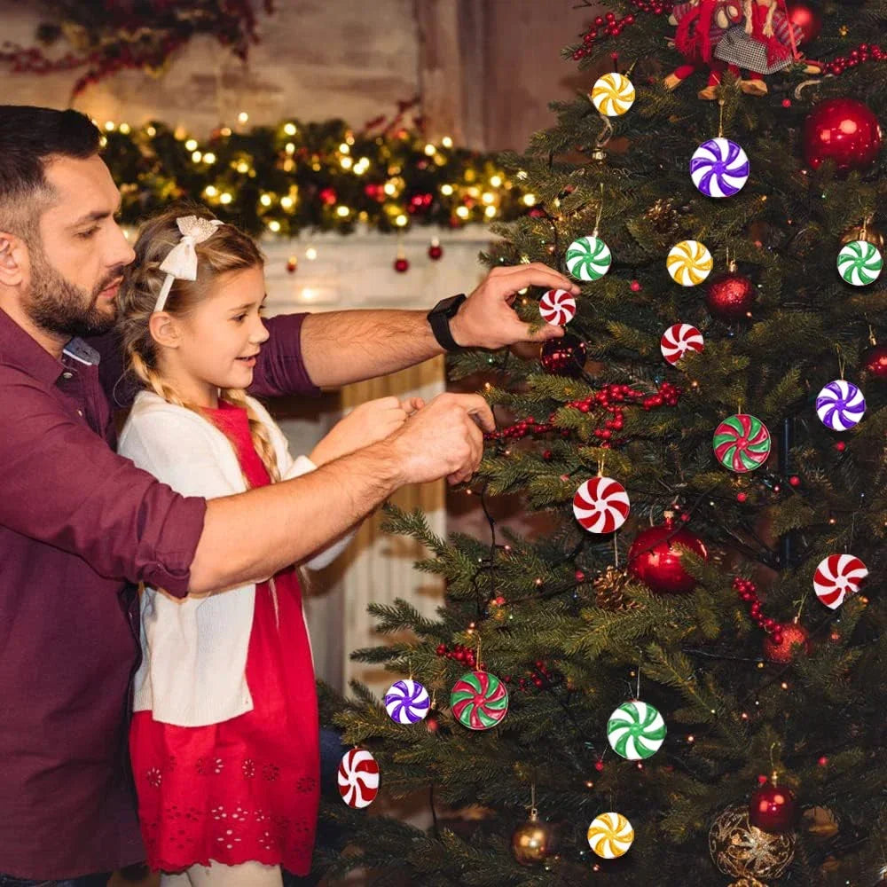 Christmas Decorations 2024 Plastic Christmas Candy Hanging Ornaments for Home Party Xmas Tree Decors New Year Navidad Supplies