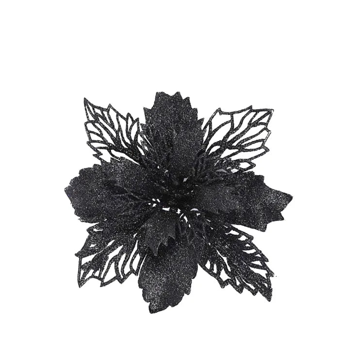 9cm Glitter Artifical Christmas Flowers Christmas Tree Wreath Decorations Fake Flowers Xmas Garland Ornaments New Year 2024