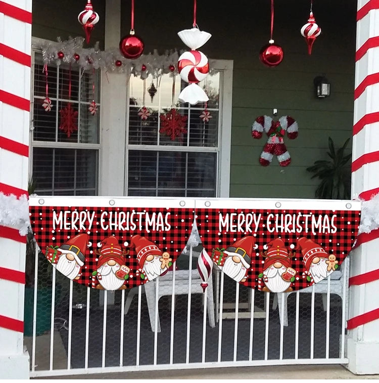 Christmas Outdoor Fan-shaped Flag Banner Merry Christmas Decoration for Home 2024 Xmas Ornament Navidad Natal Noel New Year 2025