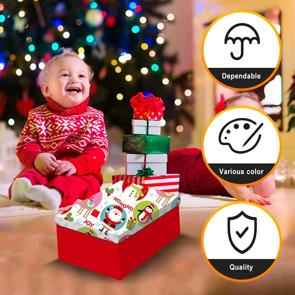 10 Pieces Christmas Styles Printed Gift Packaging Box Set Christmas Decorations for Holiday Gift Wrapping