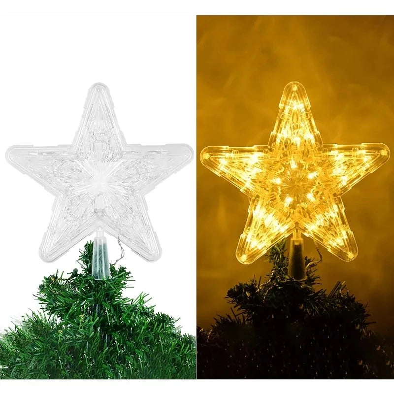 15/19cm Christmas Decoration Glowing Tree Topper Glitter Shining Star Xmas Tree Ornaments for Home Decor Navidad New Year 2026