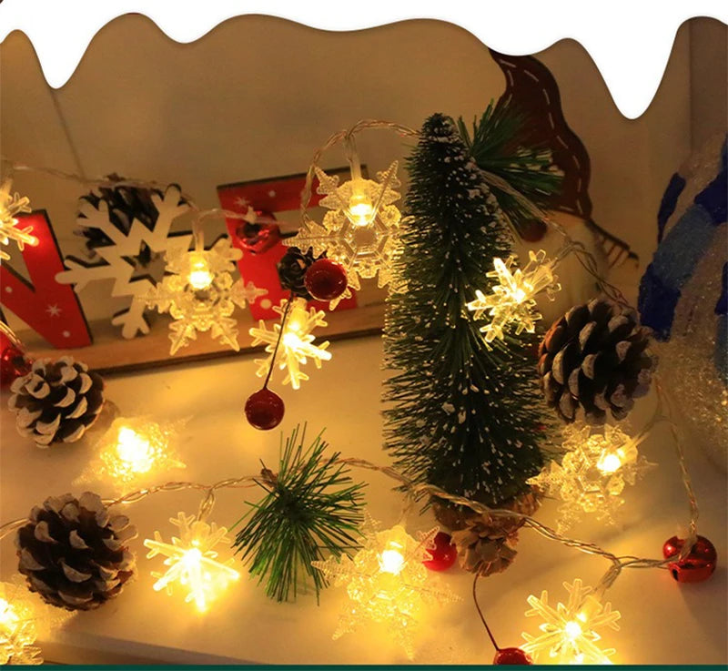 Christmas LED Light String Santa Claus Elk Snowman Xmas Ornament String Light Christmas Decorations 2025 New Year Navidad Gift