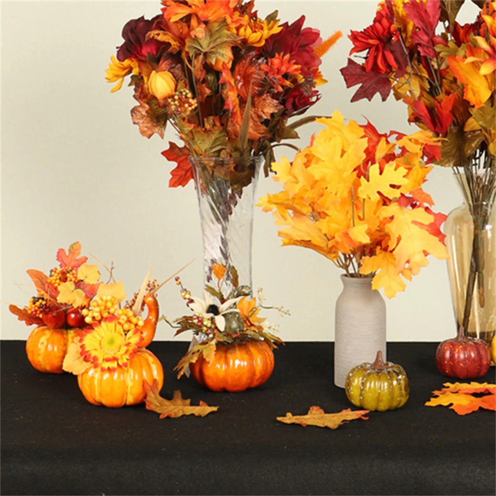New Thanksgiving Fake Pumpkins Decor Artificial Flower Halloween House Party Fall Ornaments Home Table Centerpiece Kitchen Decor