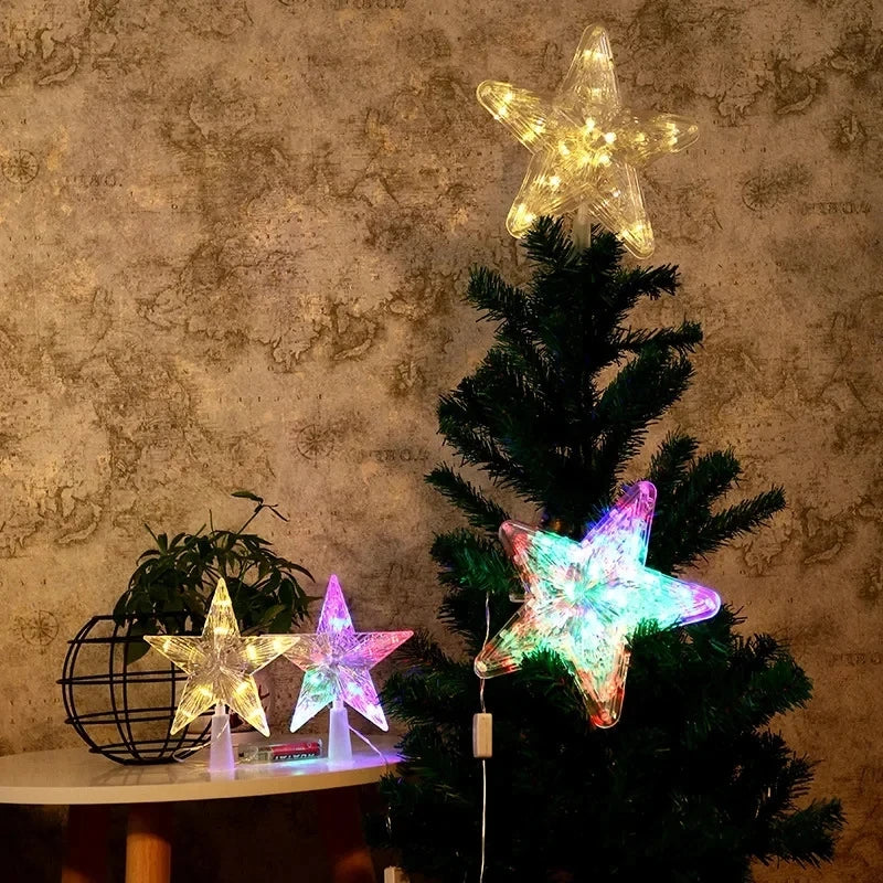 15/19cm Christmas Decoration Glowing Tree Topper Glitter Shining Star Xmas Tree Ornaments for Home Decor Navidad New Year 2026