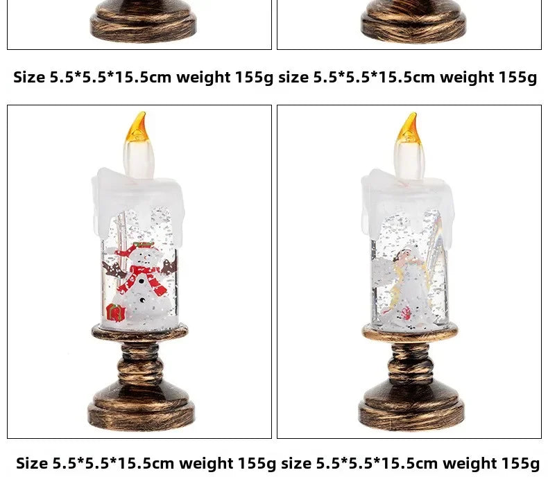 Hot Christmas Decorations Wind Lamp Candle Candlestick Crystal Ball Lights Snow Snowflake Music Box Xmas Gift Scene Arrangement