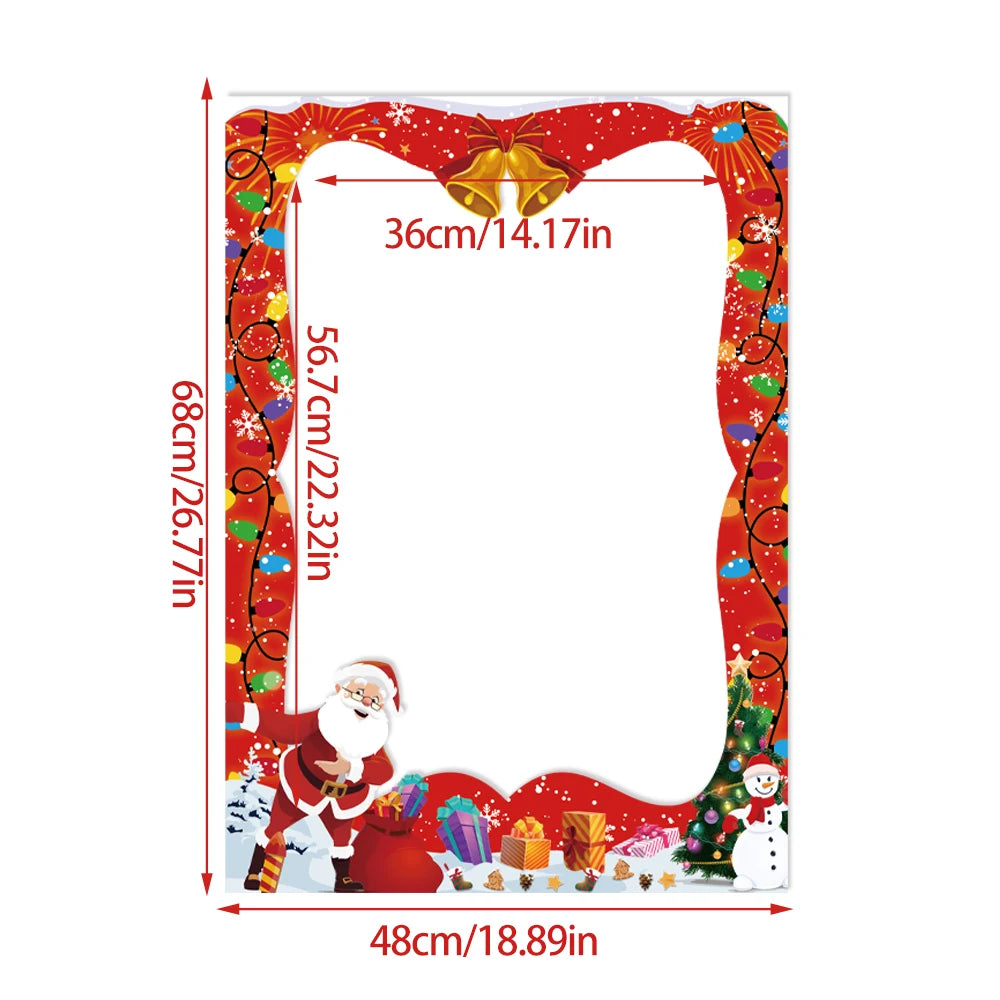 Christmas Photo Booth Props Kit Santa Claus Snowman Photo Props With Photo Booth Frame Selfie Props Christmas Party Decorations