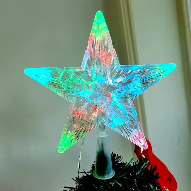 15/19cm Christmas Decoration Glowing Tree Topper Glitter Shining Star Xmas Tree Ornaments for Home Decor Navidad New Year 2026