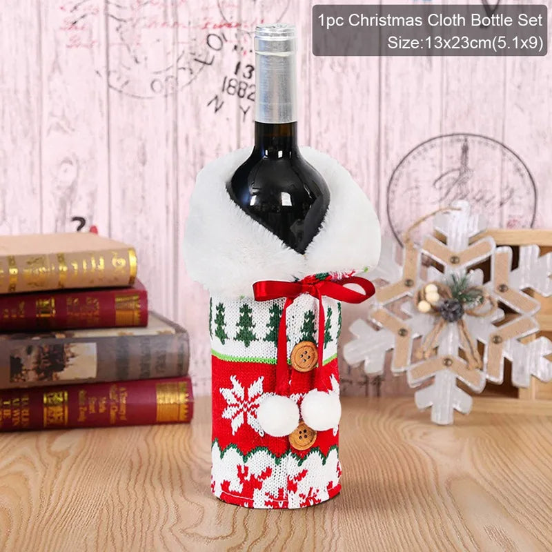 Christmas Wine Bottle Cover Merry Christmas Decorations For Home 2025 Cristmas Ornament Xmas Navidad Gifts Happy New Year 2026