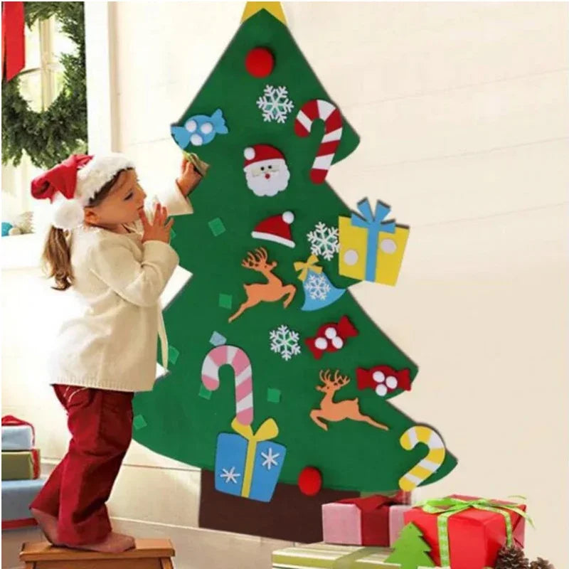 DIY Felt Christmas Decorations Xmas Tree Door Wall Hanging Ornaments Felt Christmas Tree New Year Santa Claus Xmas Kids Gifts