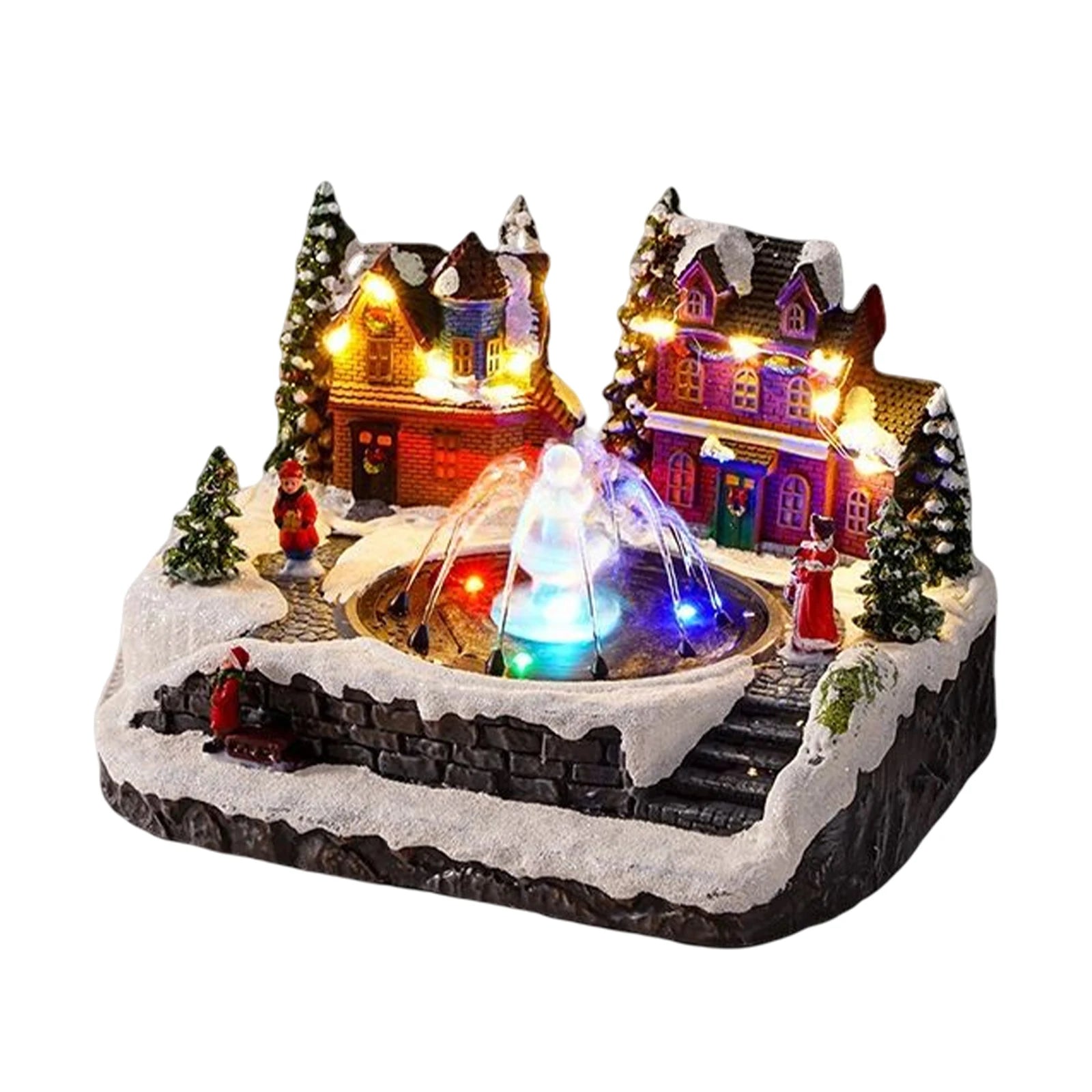 Christmas Luminous House Ornaments Scene Figurine Snow House Figurine Party Favors LED Light and Music for Home Holiday Table