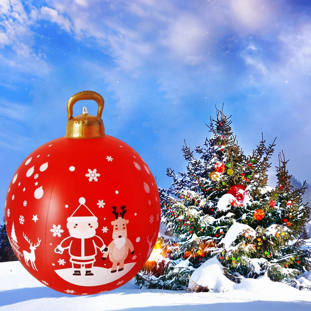 60cm Giant Inflatable Christmas Balls PVC Giant Big Large Balls Xmas Tree Decorations Toy Outdoor Xmas Holiday Yard Lawn Balls