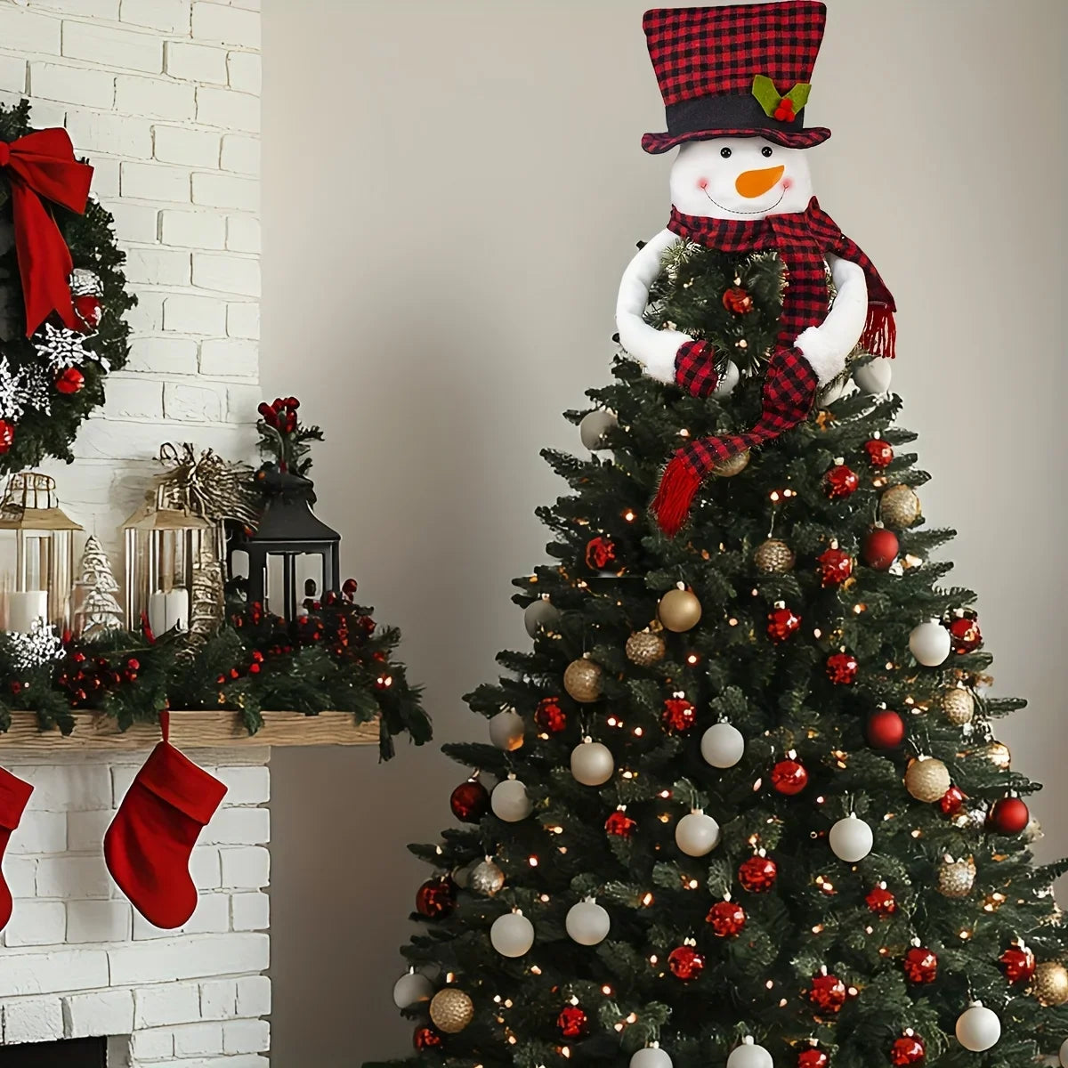 Christmas Decorations Santa Claus Home Christmas Tree Decorations Snowman Tree Top Star Decorations for Mall Home Christmas