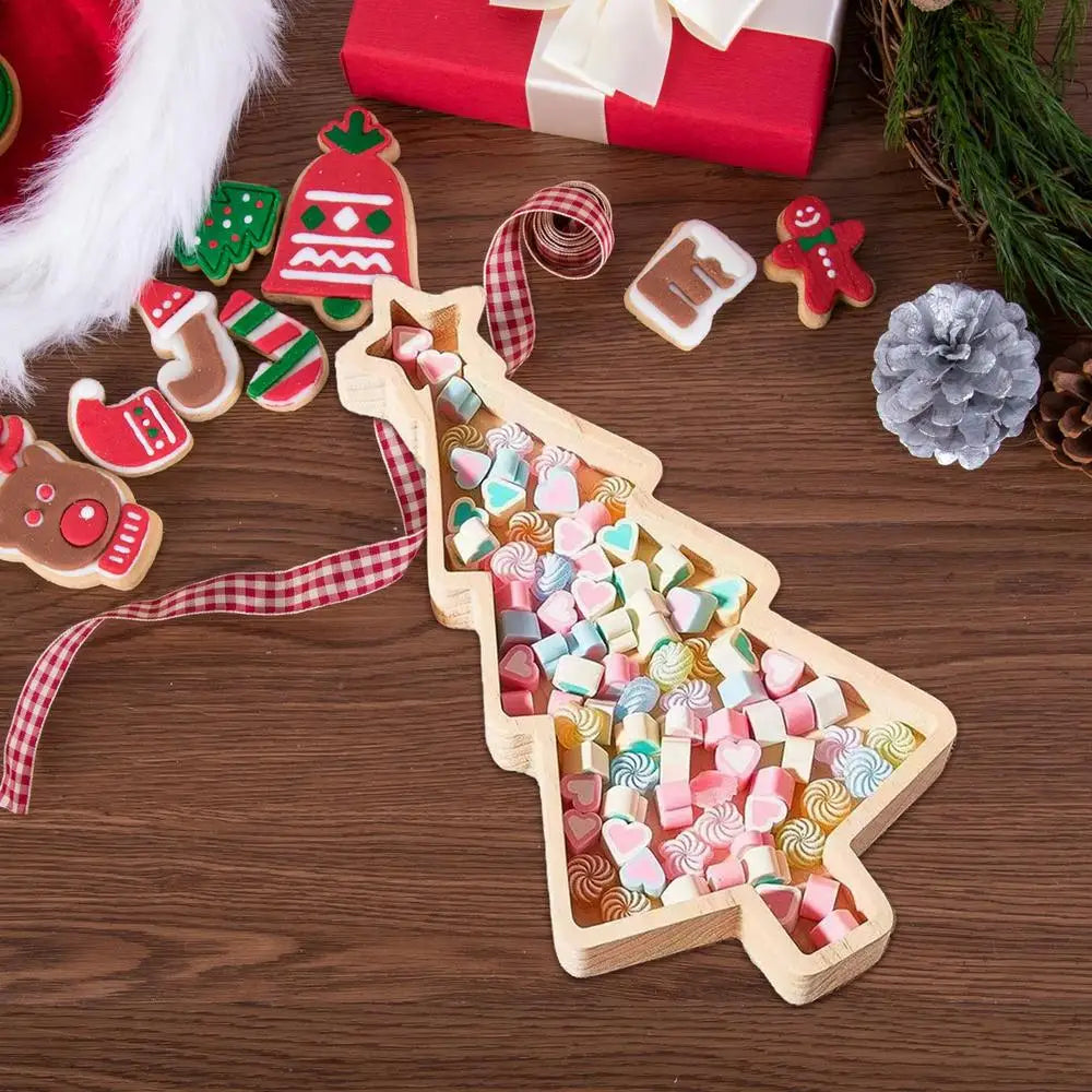 Decorative Serving Platter Tray Wooden Cheese Serving Platter Christmas Theme Wood Platters Suitable For Appetizers Snacks Nuts
