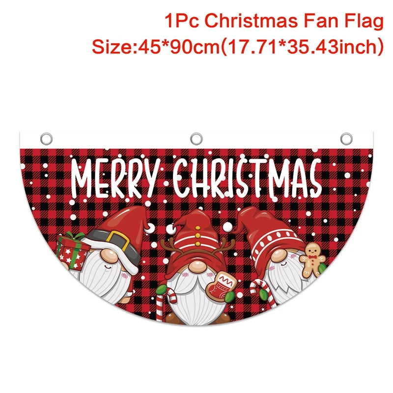 Christmas Outdoor Fan-shaped Flag Banner Merry Christmas Decoration for Home 2024 Xmas Ornament Navidad Natal Noel New Year 2025
