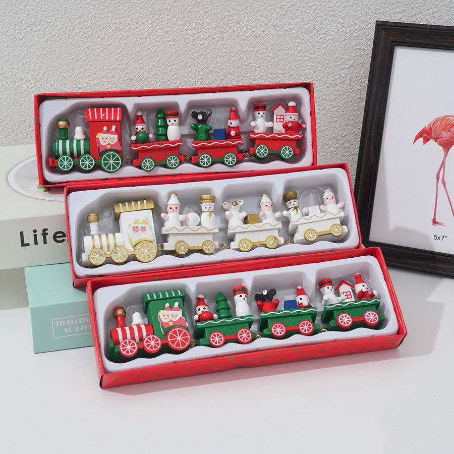 2025 Wooden Christmas Train Decor - Handcrafted Mini Holiday Set for Home, Window Display & Stocking Stuffers Gift