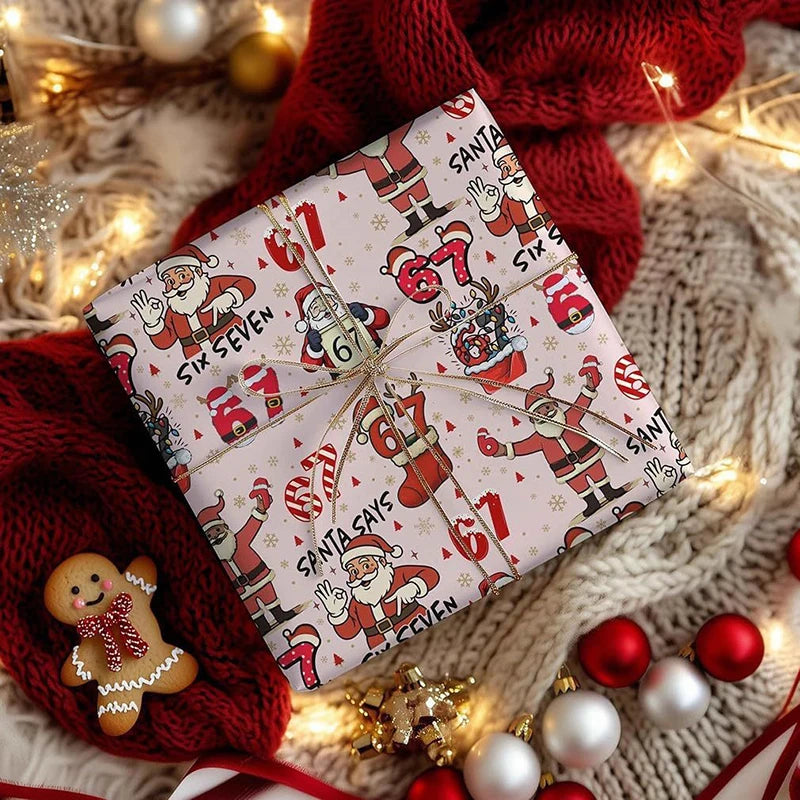 67 Santa-themed Christmas Wrapping Paper, 6 7 Children's Gift Wrap, 67 Humorous Christmas Wrap