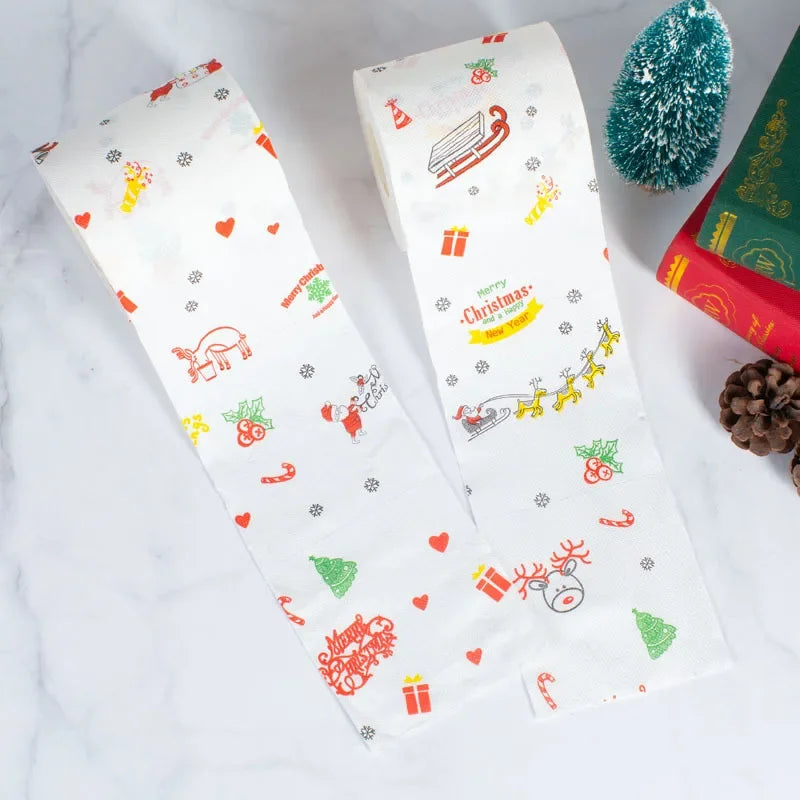 Christmas Pattern Series Roll Paper Christmas Decorations Prints Cute Toilet Paper Christmas Decorations For Home