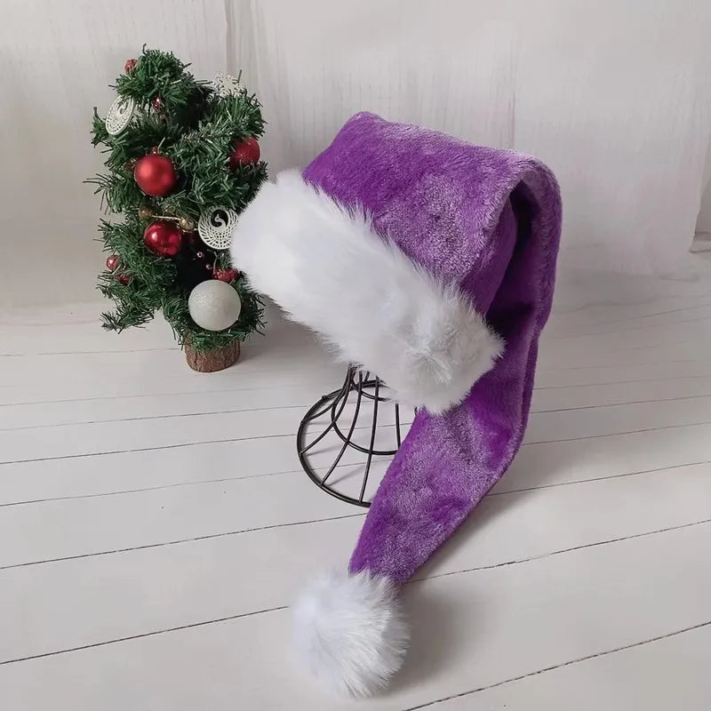 Christmas Black Red Plush Hat Santa Novelty Hat Kids Christmas Decorations For New Year Home Santa Claus Gift Party Supplies