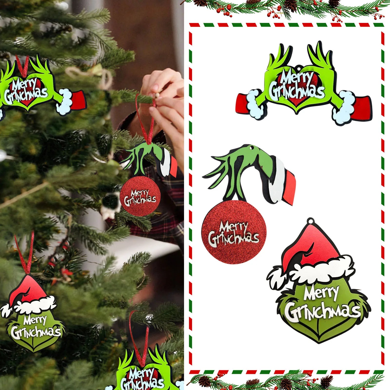 Christmas Tree Decorations, Christmas Cute Wooden Hanging Ornaments For Tree Pendants, Christmas Decor Indoor Home Party Gifts