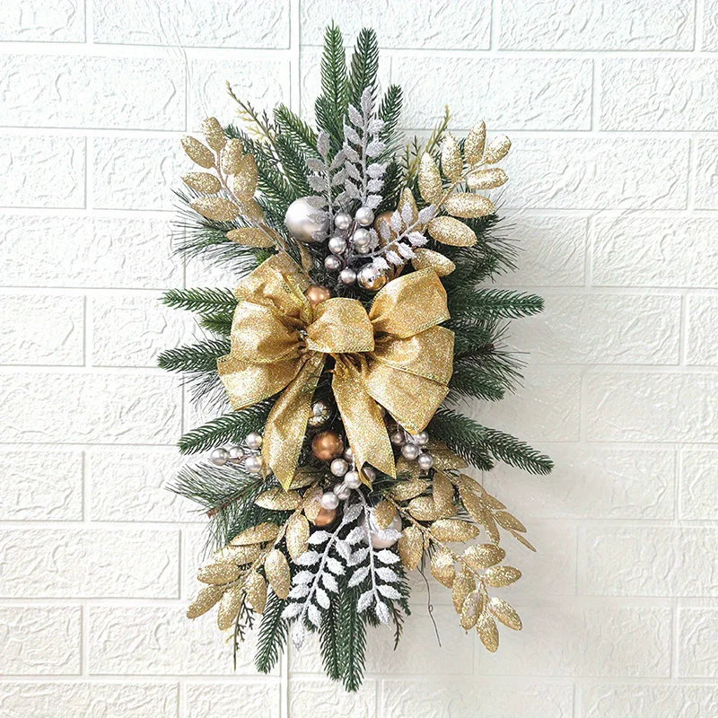 Festive Christmas Upside-Down Staircase Ornaments Home Wall Decorations Christmas Wreaths