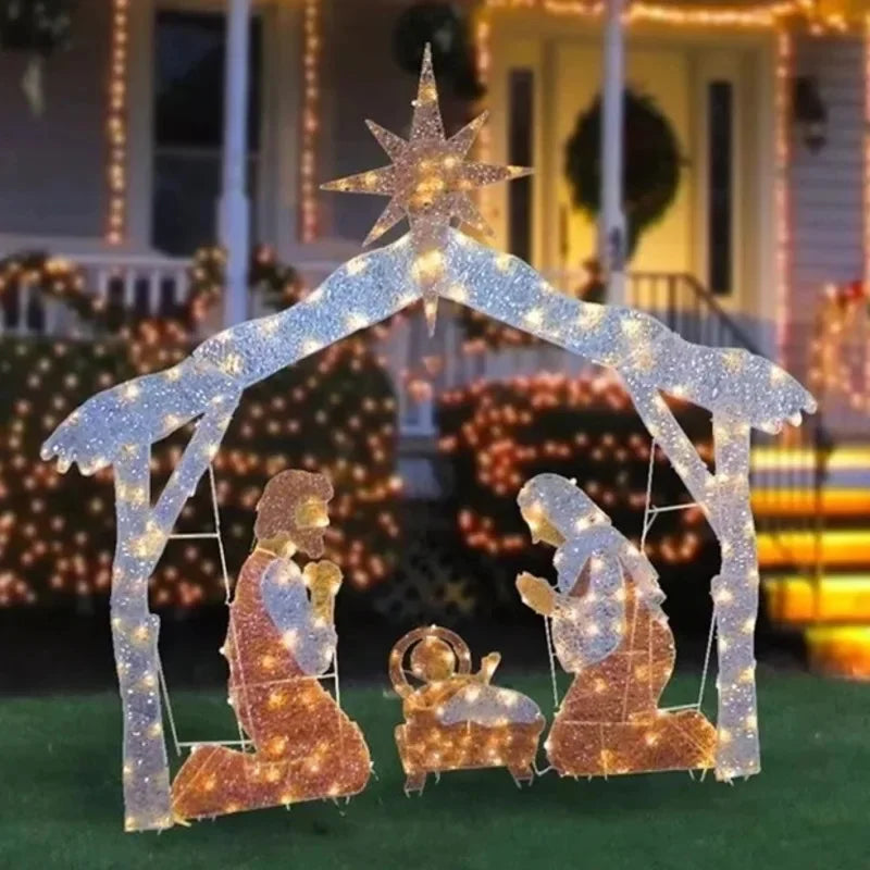 Garden Nativity Scene Decoration Christmas Ornament Christmas Easter Creative Outdoor Indoor Display Figurine Holiday Home Decor