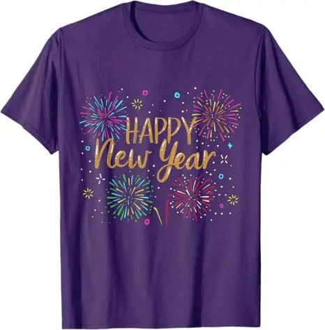 New Years Eve Party Supplies NYE 2025 Happy New Year Confetti Short Sleeve T-Shirt Funny Fireworks Graphic Outfit Saying Tee Top