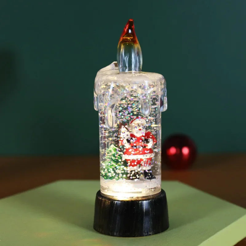 Christmas Decorations Wind Lamp Candle Candlestick Crystal Ball Lights Snow Snowflake Music Box Xmas Gift Scene Arrangement