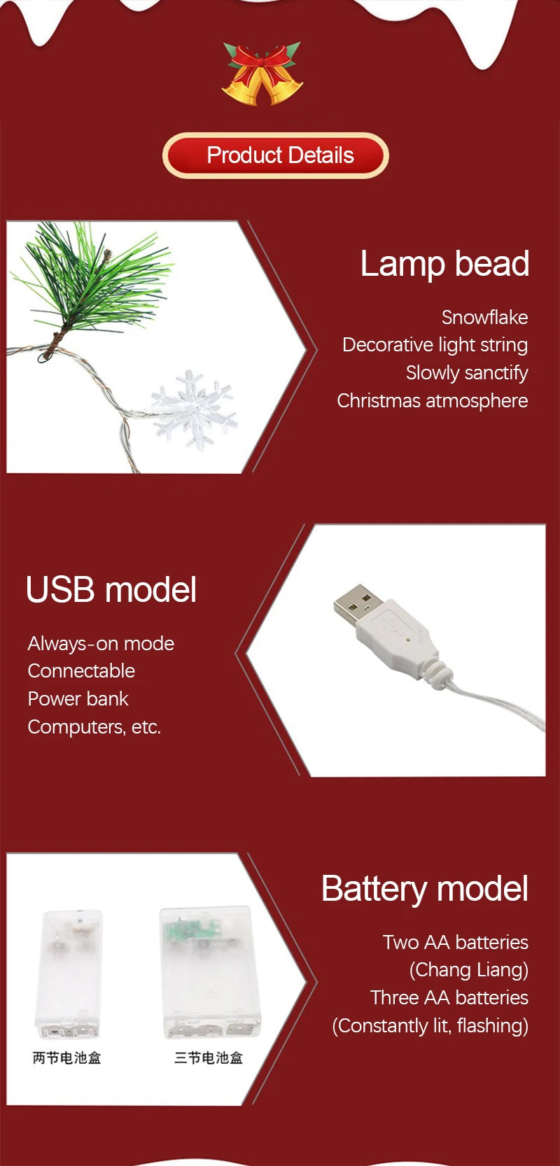 Christmas LED Light String Santa Claus Elk Snowman Xmas Ornament String Light Christmas Decorations 2025 New Year Navidad Gift