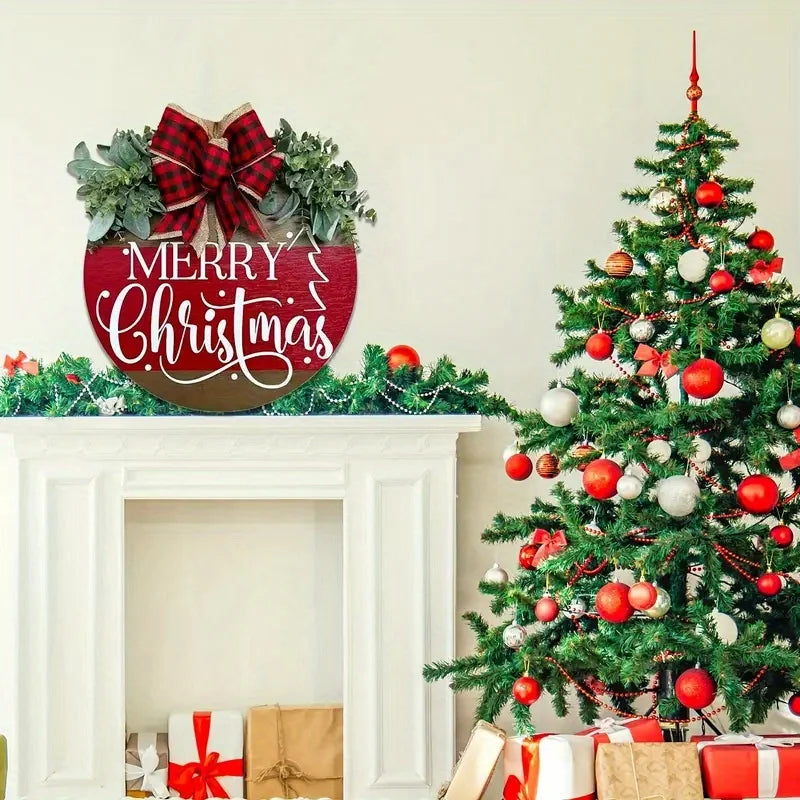 3pcs Christmas Decorations Wooden Welcome Sign and Christmas Hanging Door Banner Merry Christmas Decorations for Home Xmas