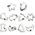 JUSTINLAU 10pcs Christmas Cookie Cutter Set Stainless Steel Gingerbread Xmas Tree Fondant DIY Baking Mold for Holiday Party Gift