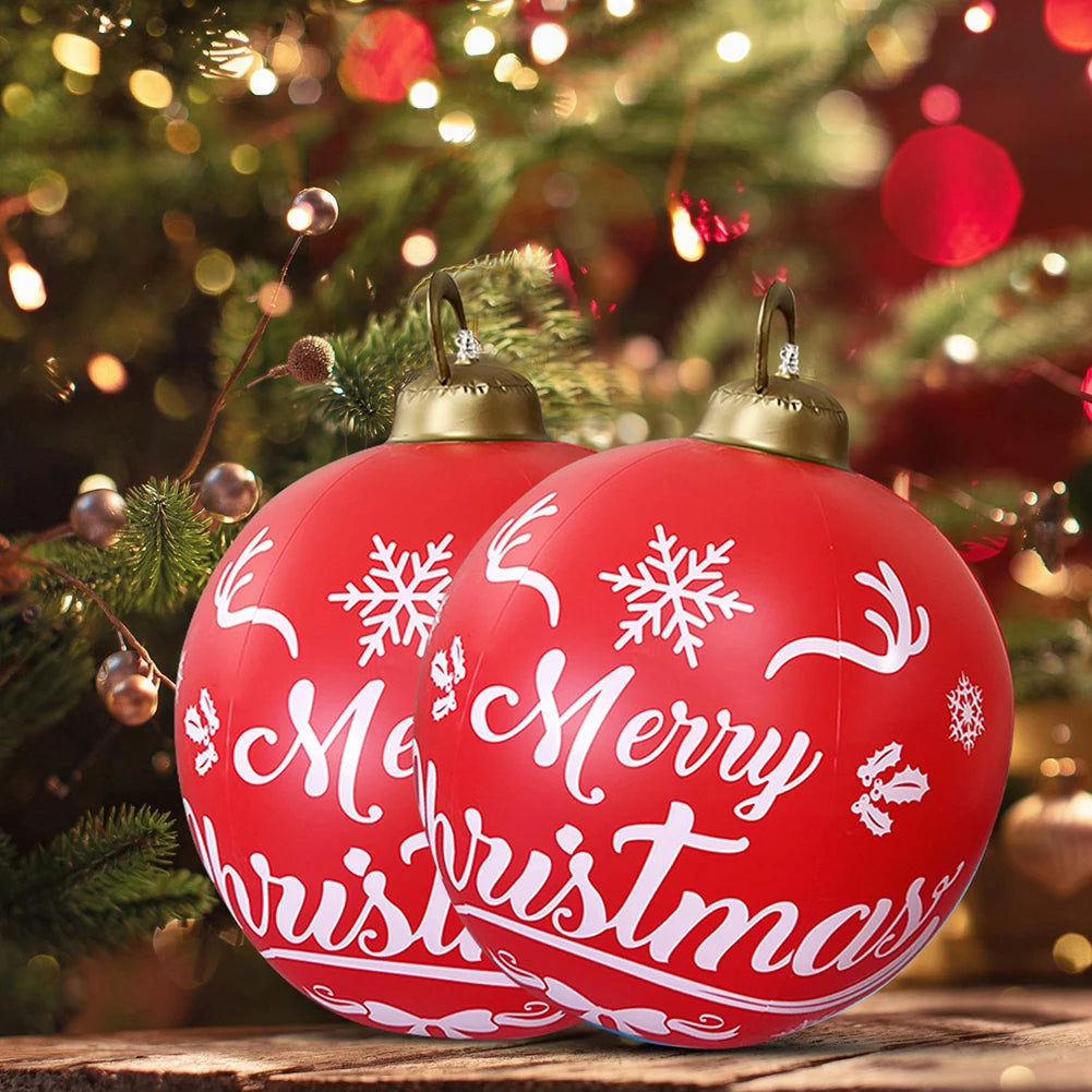 60cm Giant Inflatable Christmas Balls PVC Giant Big Large Balls Xmas Tree Decorations Toy Outdoor Xmas Holiday Yard Lawn Balls