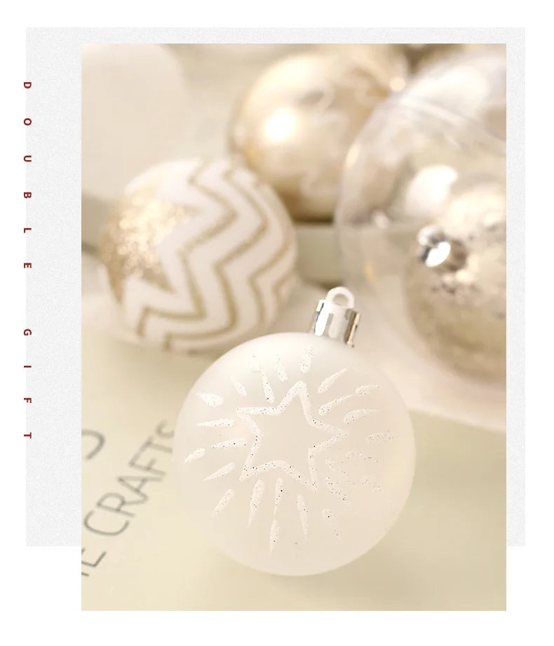New Christmas Decorations 16 Champagne Gold White Ball Ornaments Christmas Tree Hanging Decorations Home Party Decorative Pieces