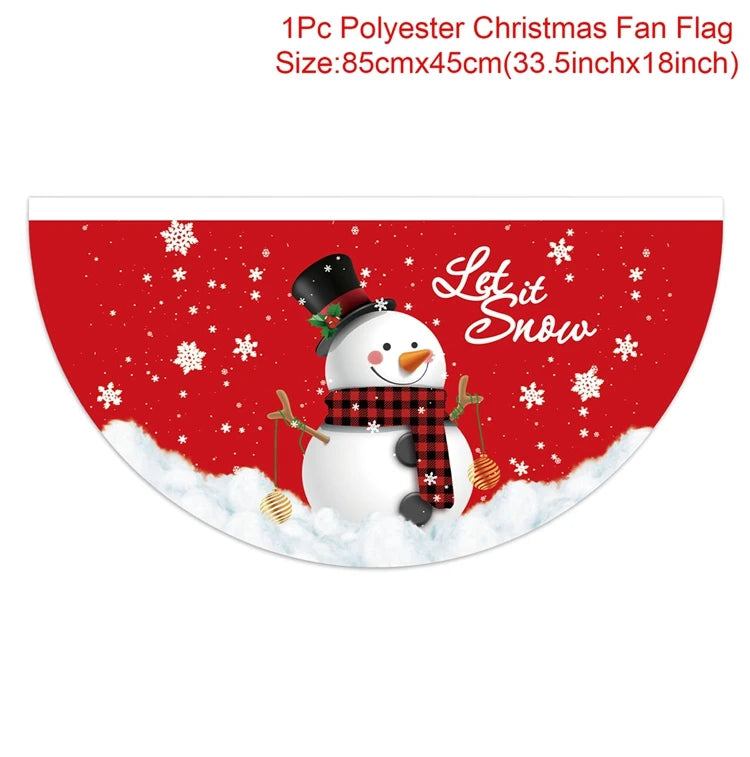 Christmas Outdoor Fan-shaped Flag Banner Merry Christmas Decoration for Home 2024 Xmas Ornament Navidad Natal Noel New Year 2025