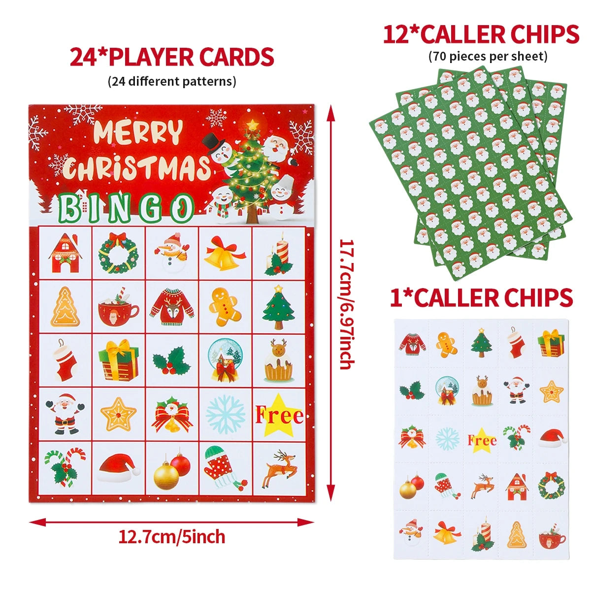 Christmas Bingo Game Christmas Decoration for Home 2024 Games with Reward Sticker Xmas Ornament Navidad Natal New Year Gift 2025