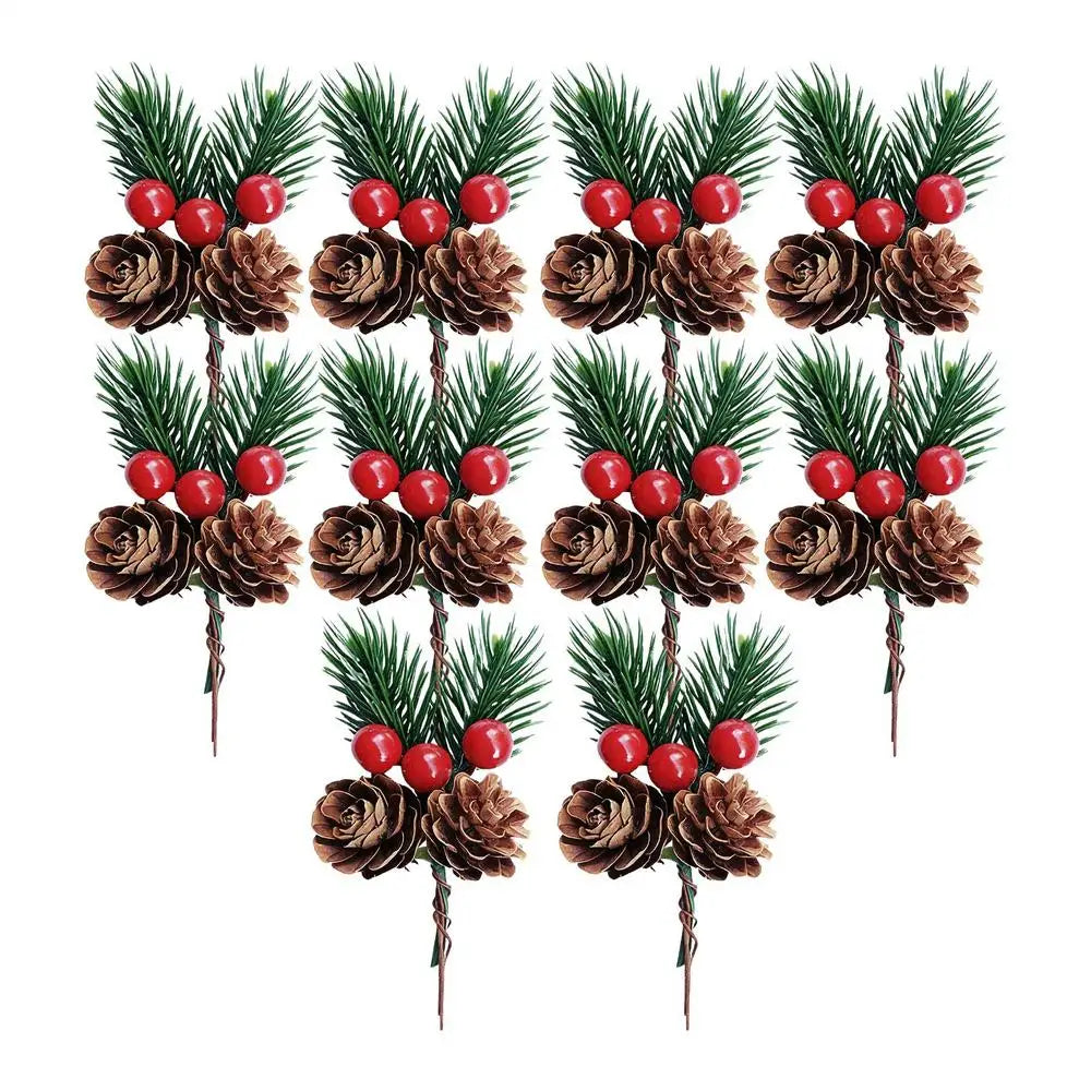 Christmas Decor Picks 10 Pieces Artificial Holiday Decoration Decorative Christmas Branches for Wedding Setup Greeting Cards