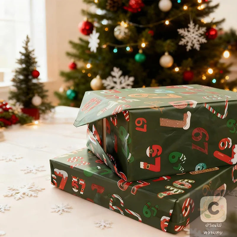 Cheerful Santa 67 Christmas Wrapping Paper, 6 7 Kids' Holiday Wrap, 67 Funny Gift Paper