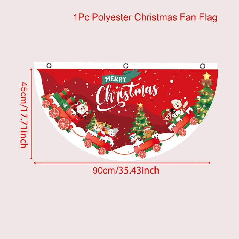 Christmas Outdoor Fan-shaped Flag Banner Merry Christmas Decoration for Home 2024 Xmas Ornament Navidad Natal Noel New Year 2025
