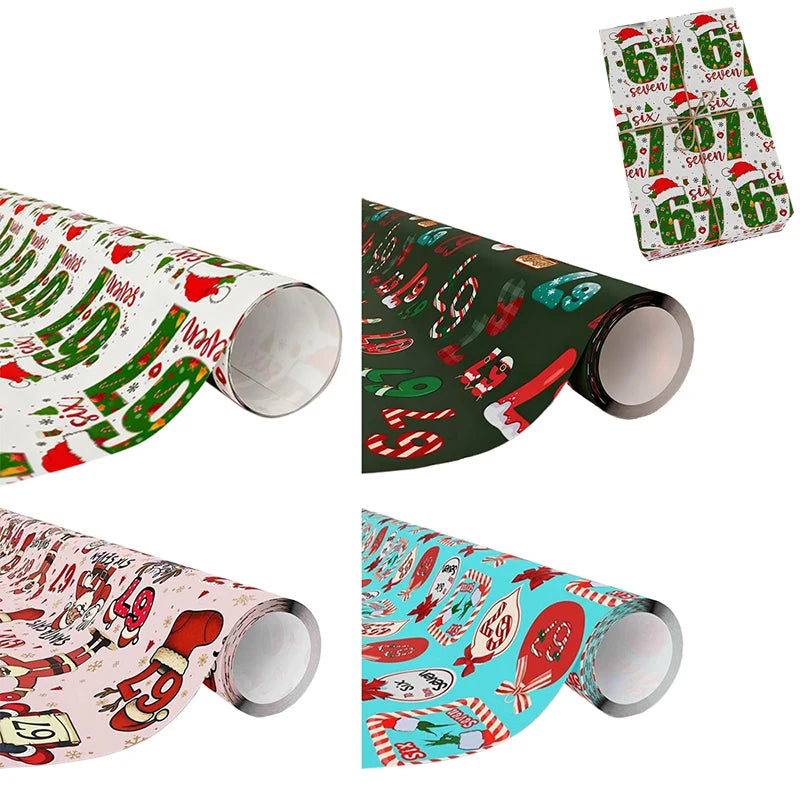 67 Santa-themed Christmas Wrapping Paper, 6 7 Children's Gift Wrap, 67 Humorous Christmas Wrap