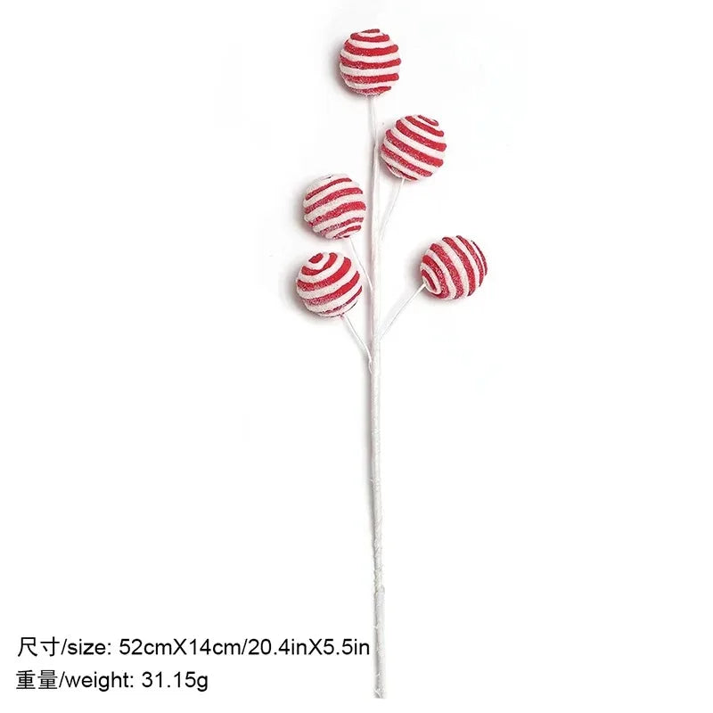 Christmas Decorations Candy Snow Berries Artificial Bouquet Xmas Tree Pendant Ornament Home Decor New Year 2025 Gift Accessories