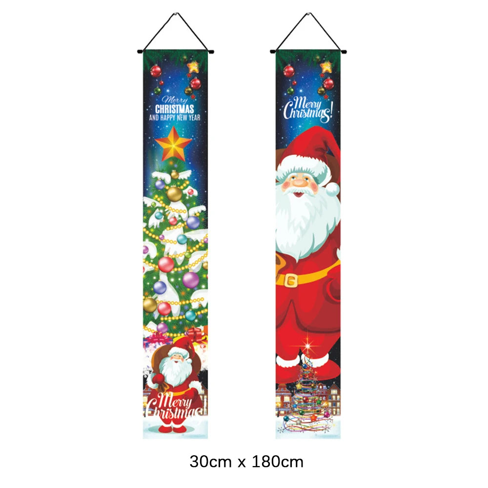 Christmas Door Decoration Merry Christmas Snowman Santa Banner Xmas Hanging Ornament Decoration for Home Happy New Year 2023