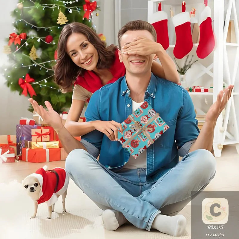 Cheerful Santa 67 Christmas Wrapping Paper, 6 7 Kids' Holiday Wrap, 67 Funny Gift Paper