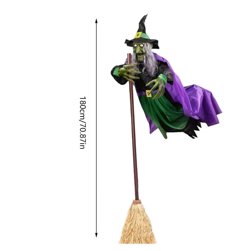 Flying Witch Halloween Decor Flying Hover Witch Realistic Halloween Witch Decor On Broom Halloween Decorations For home garden