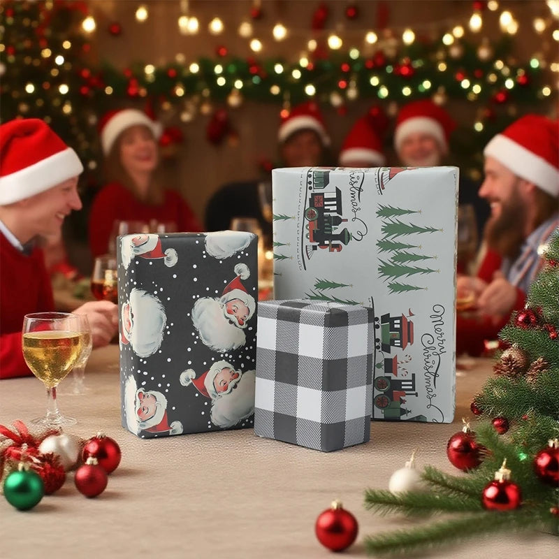 Christmas Wrapping Paper 50*70cm Christmas Kraft Paper Gift Wrap with Snowflake for Xmas Party Gift Packing DIY Crafts Papers