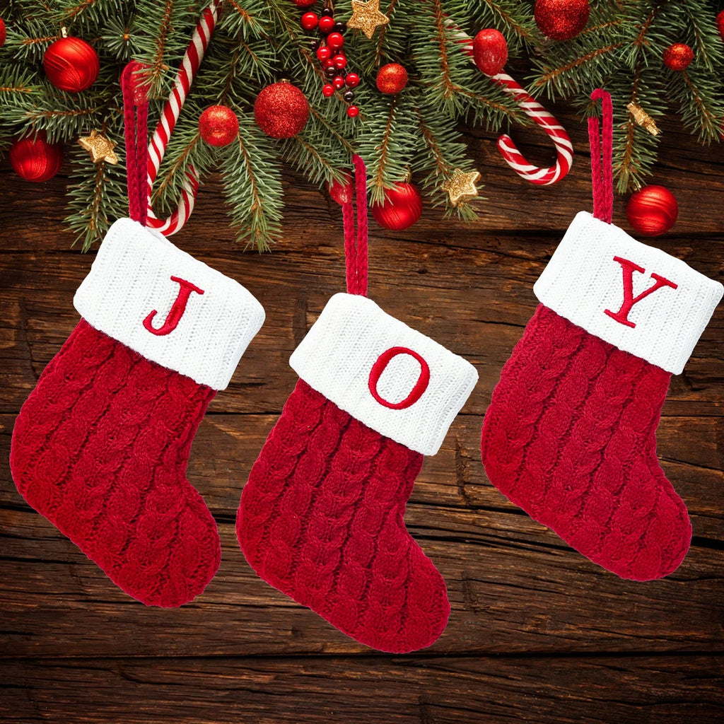 Christmas Socks Knitting Snowflake Letter Stocking Christmas Decoration 2025 For Home Xmas Tree Ornament Gift Navidad Natal 2026