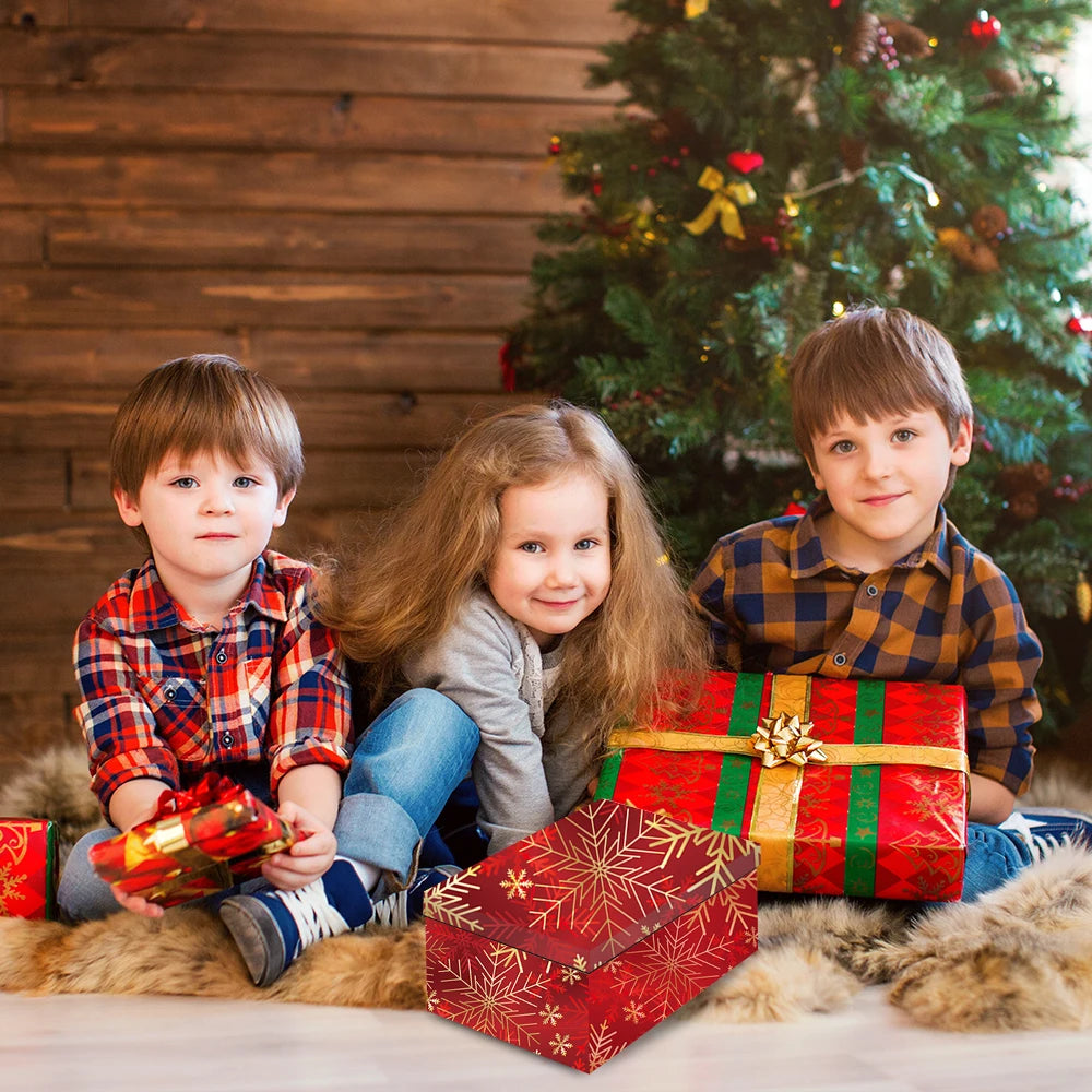 10 Pieces Christmas Hot Stamping Gold Gift Packaging Box Set Christmas Decorations for Holiday Gift Wrapping