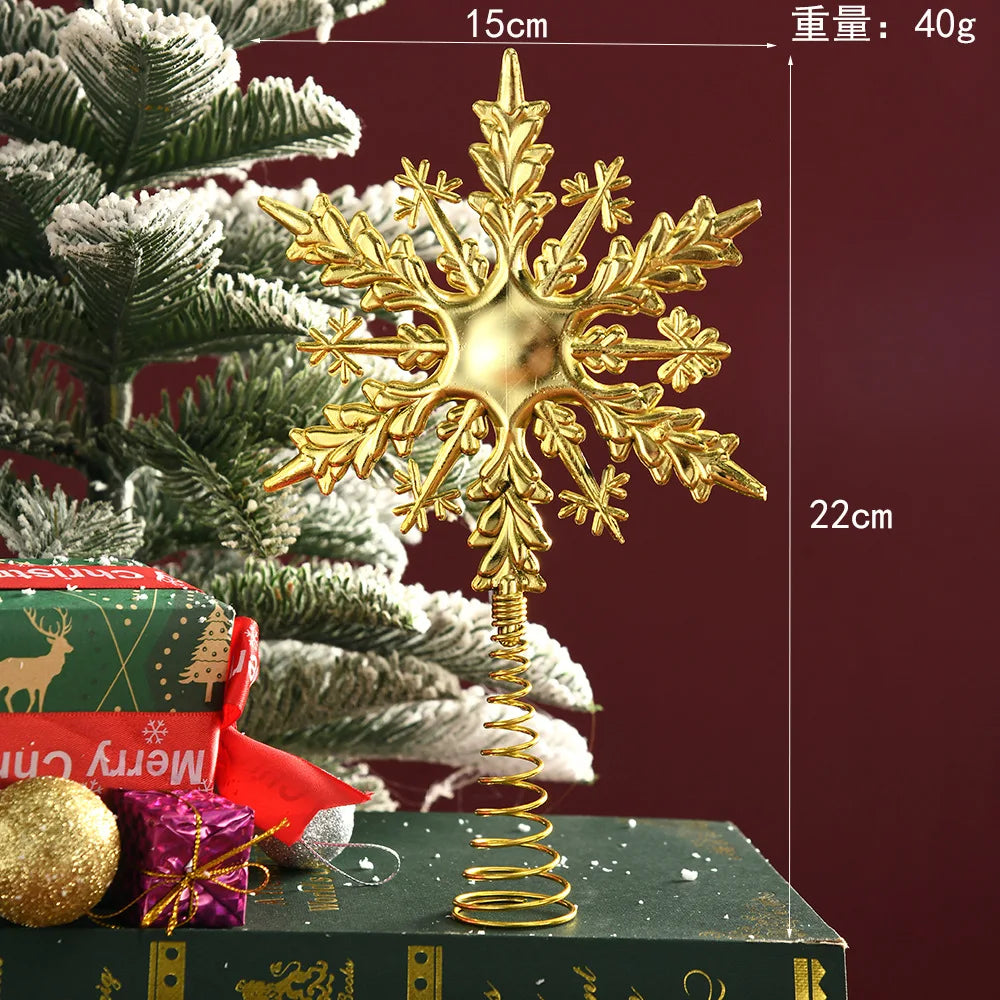 Gold Glitter Christmas Tree Top Iron Star Christmas Decorations For Home Xmas Tree Ornaments Navidad New Year 2024 Natal Noel