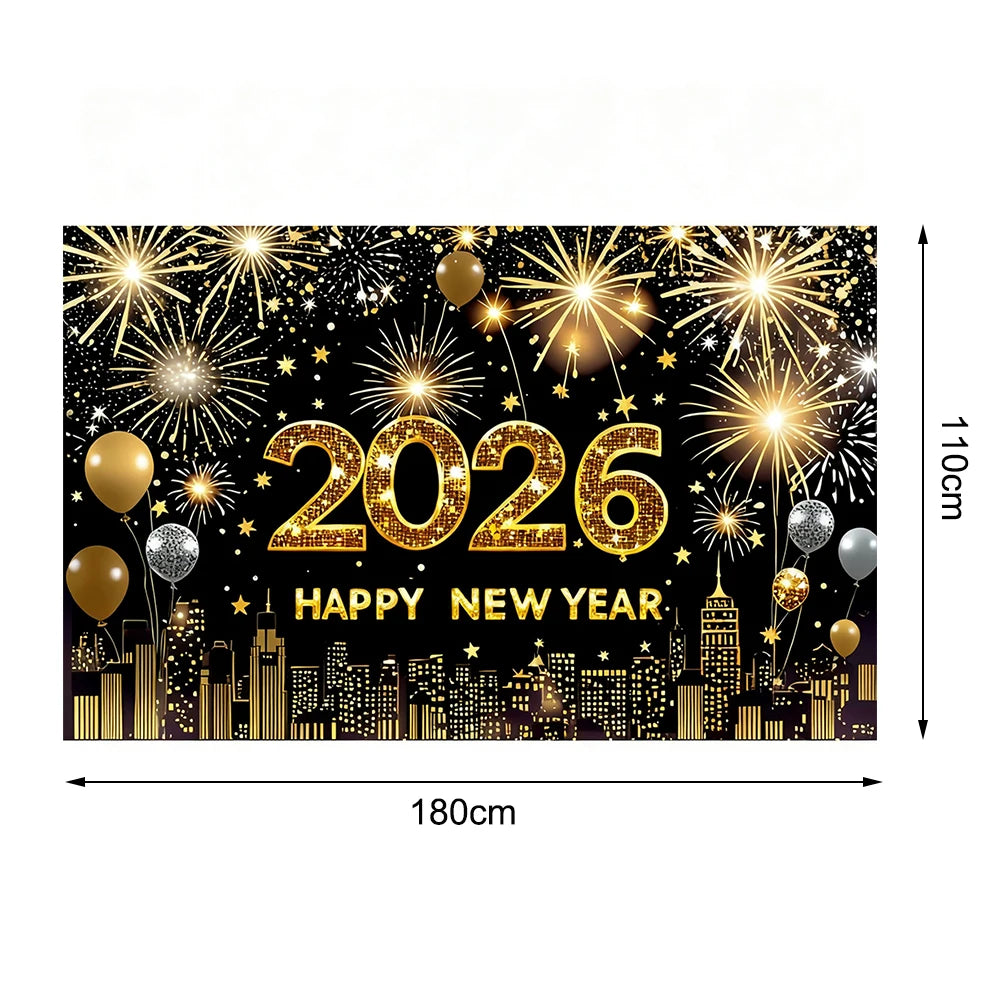 2026 Happy New Year Theme Party Background Banner New Year Celebrate Family Party Decoration Photo Background