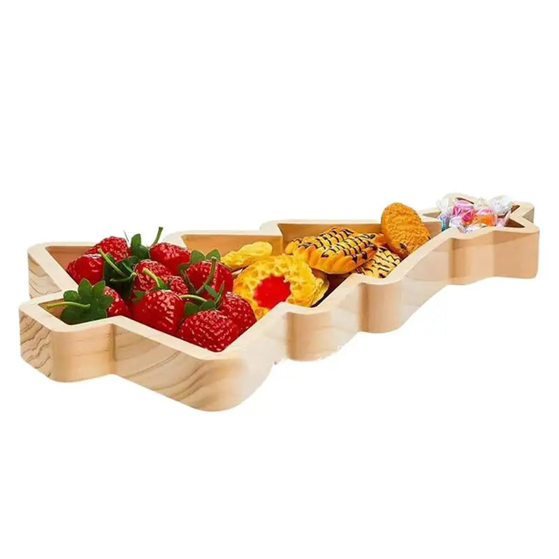 Decorative Serving Platter Tray Wooden Cheese Serving Platter Christmas Theme Wood Platters Suitable For Appetizers Snacks Nuts