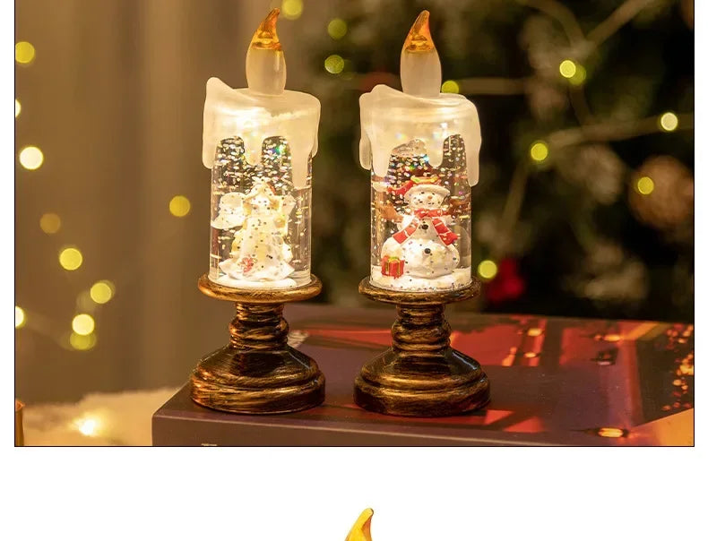 Christmas Decorations Wind Lamp Candle Candlestick Crystal Ball Lights Snow Snowflake Music Box Xmas Gift Scene Arrangement