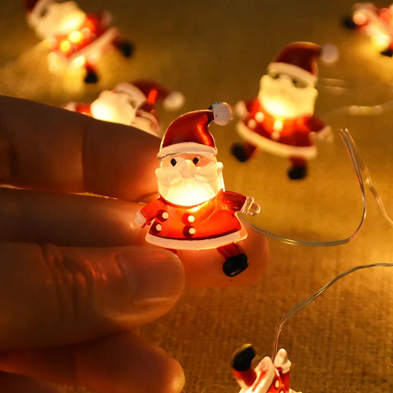 2M 20LED Santa Claus Snowflake LED Light String Christmas Decoration For Home Xmas Tree Ornament 2025 Navidad Kids Gift New Year
